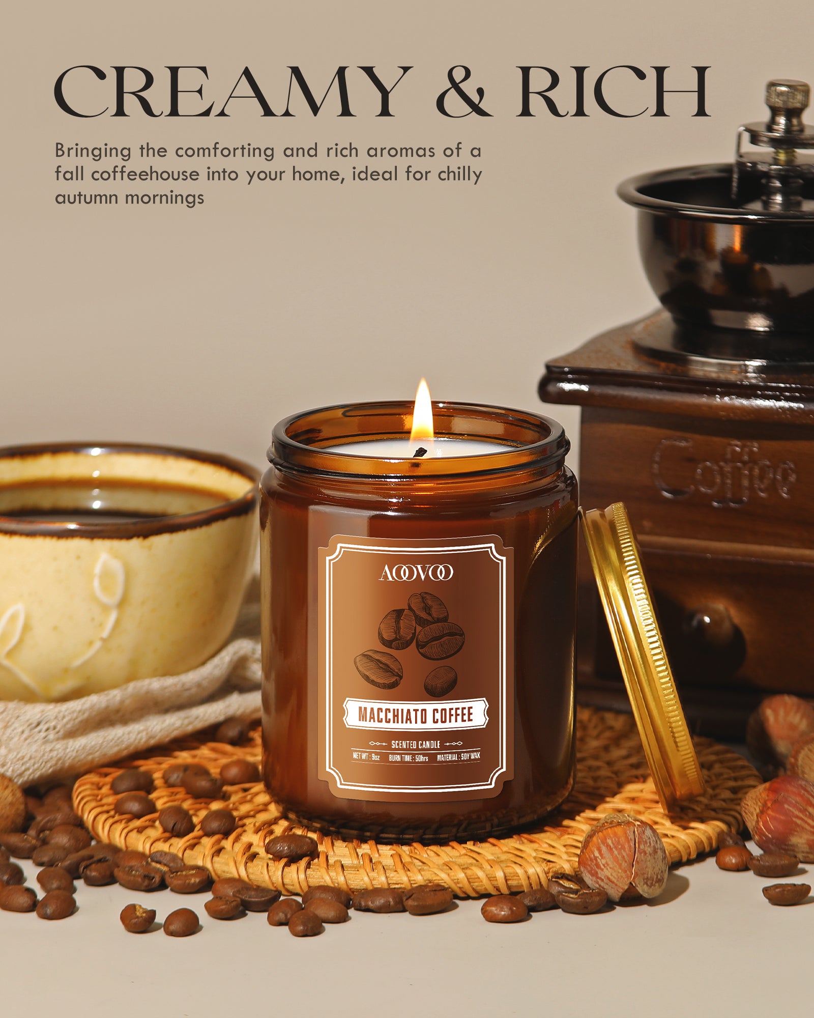 AOOVOO Classic Scented Candle – Macchiato Coffee