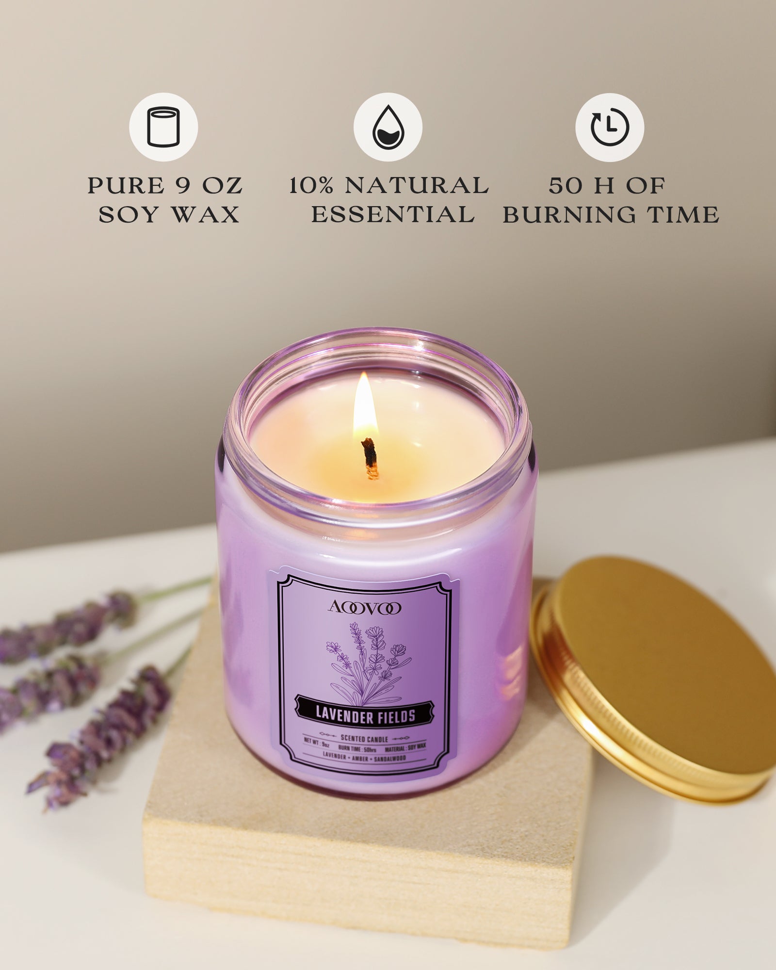 AOOVOO Classic Scented Candle – Lavender Fields