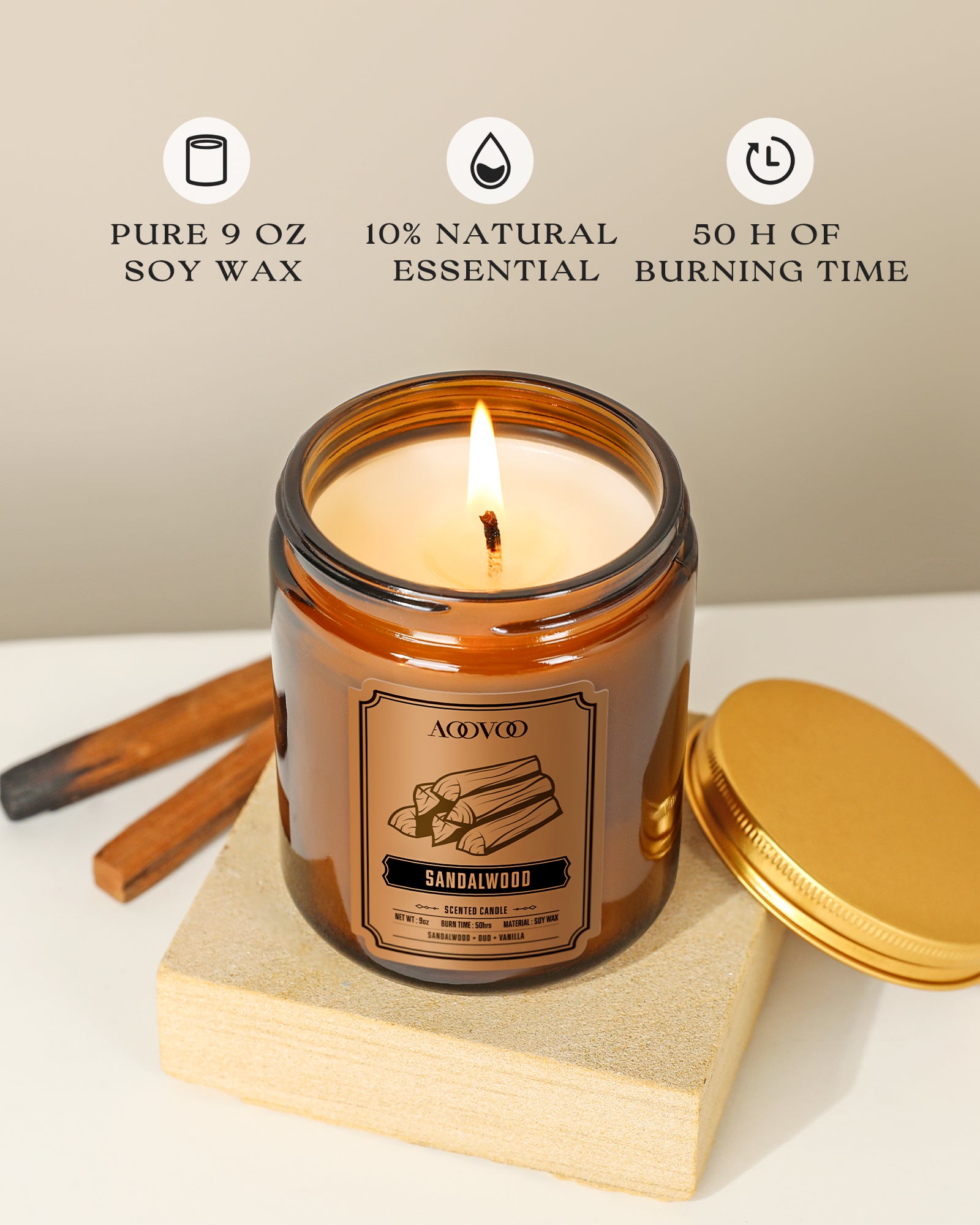 AOOVOO Classic Scented Candle – Sandalwood