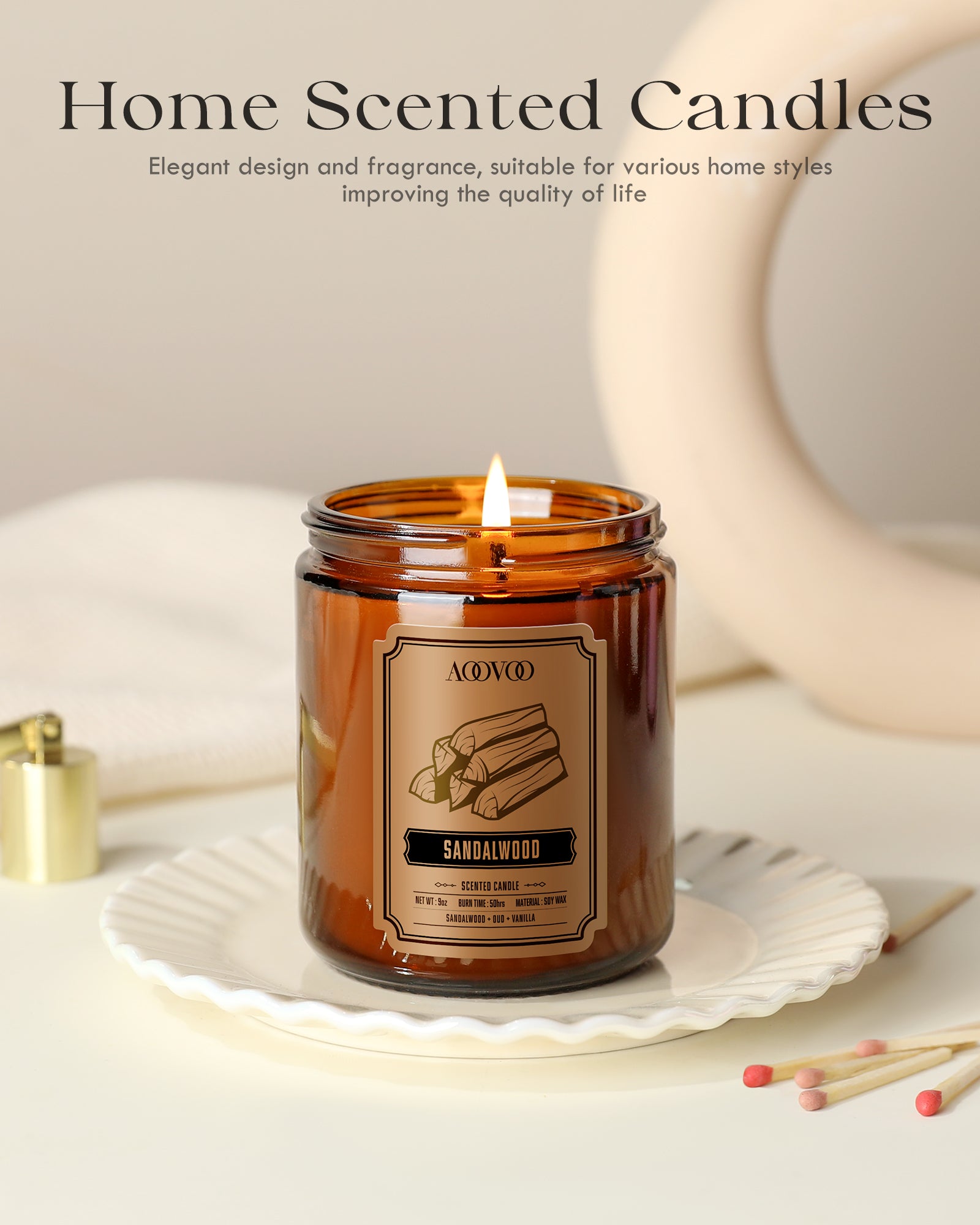 AOOVOO Classic Scented Candle – Sandalwood