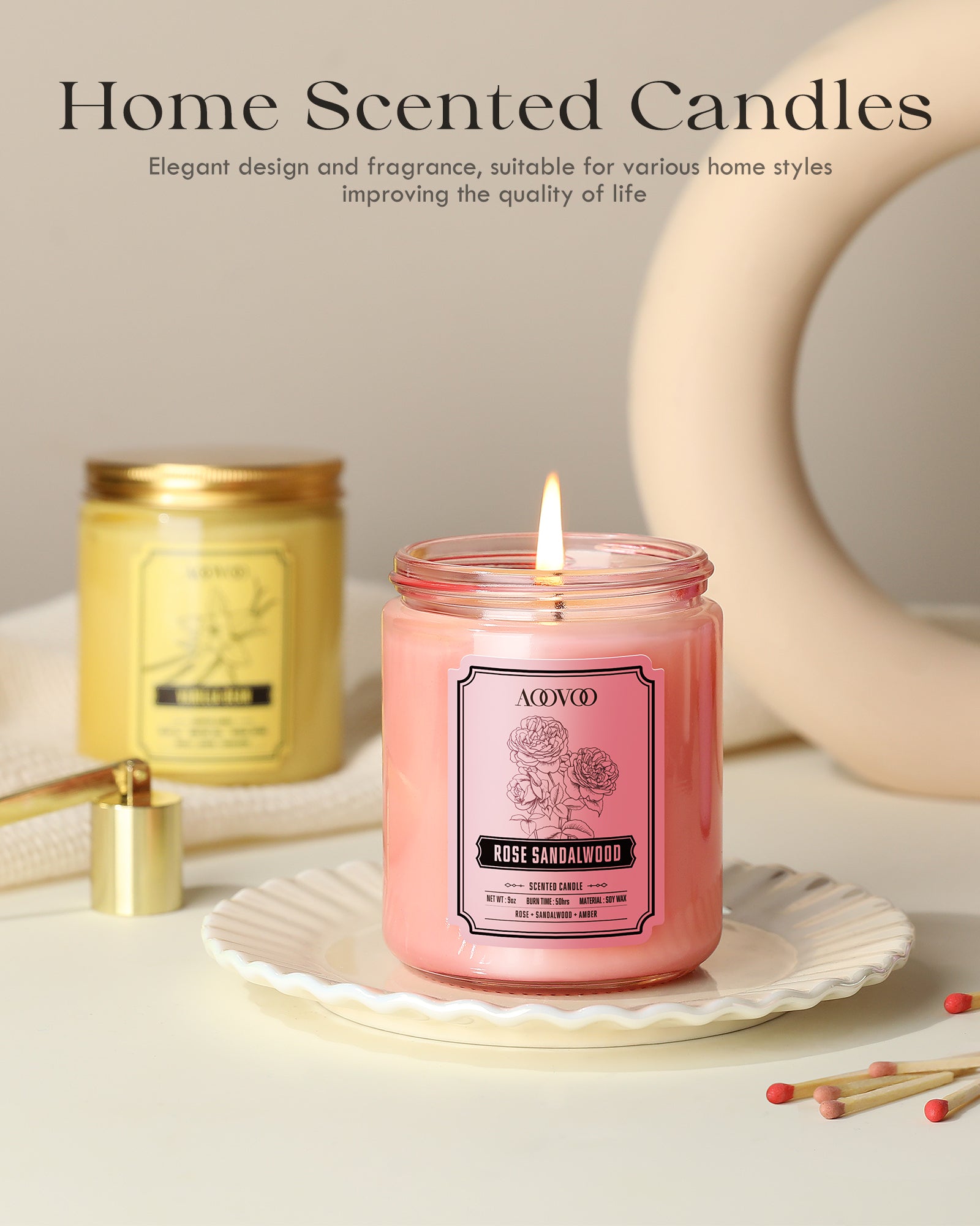 AOOVOO Classic Scented Candle – Rose Sandelwood