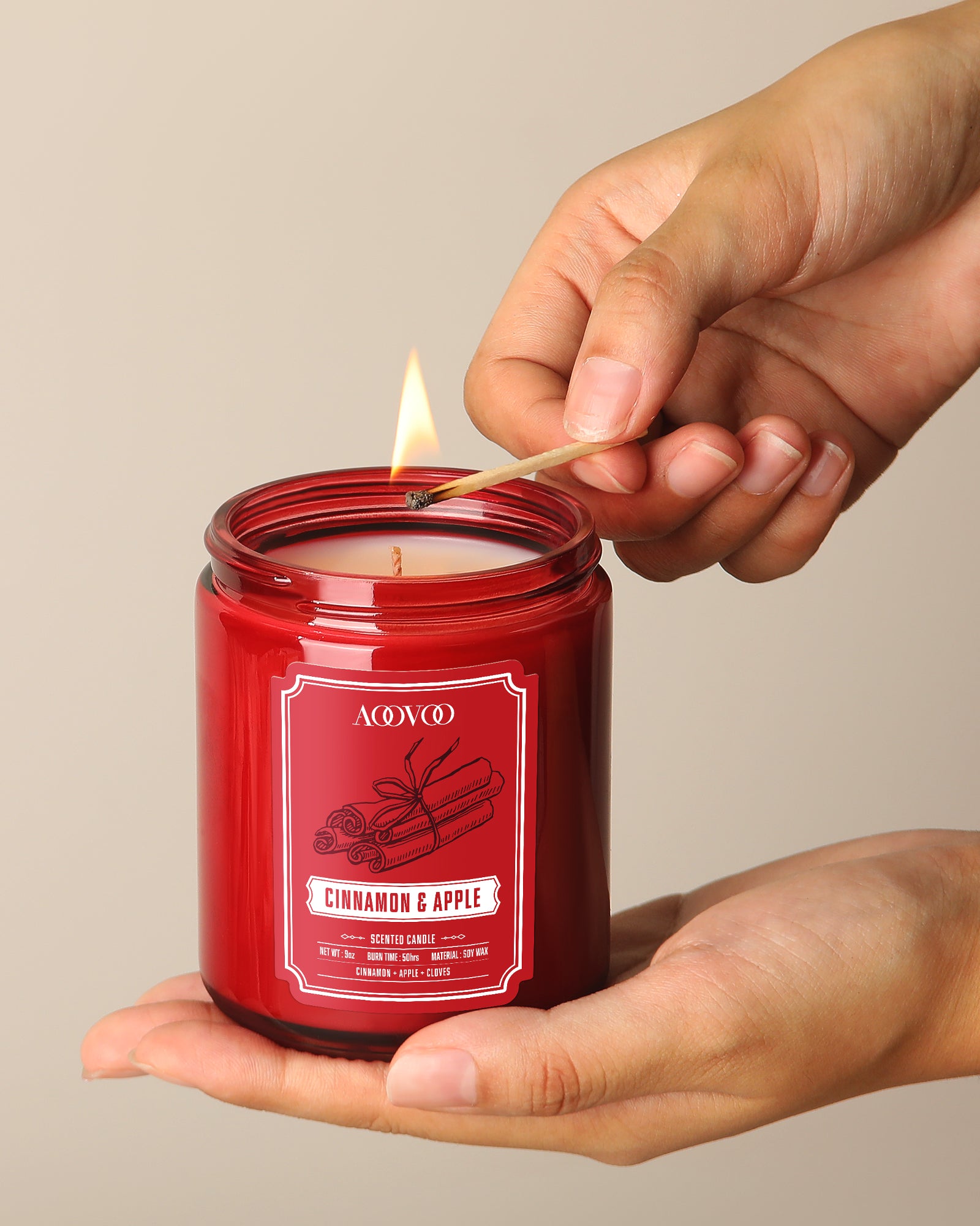 AOOVOO Classic Scented Candle – Cinnamon & Apple