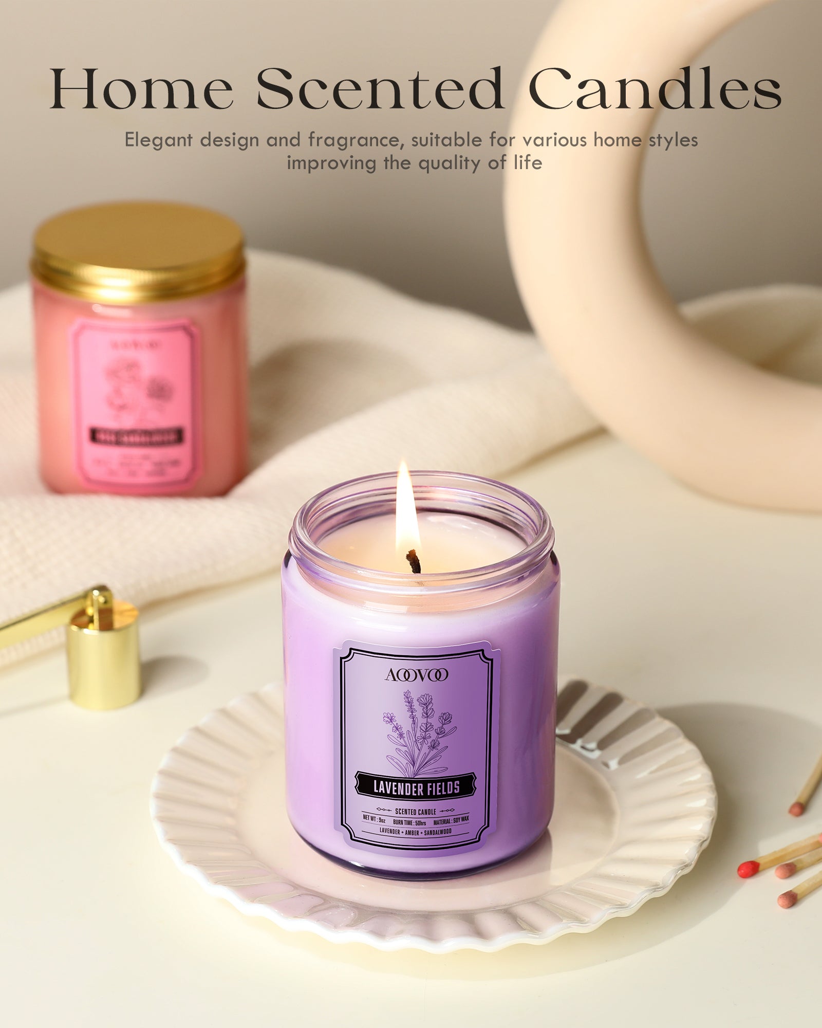 AOOVOO Classic Scented Candle – Lavender Fields