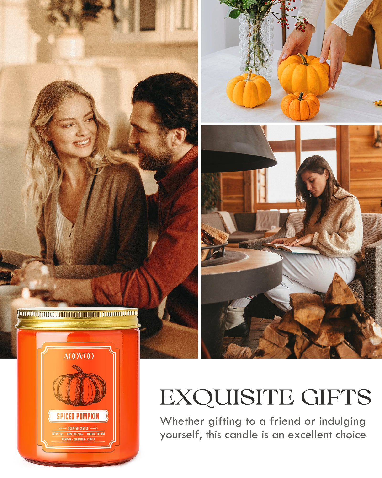 AOOVOO Classic Scented Candle – Spiced Pumpkin