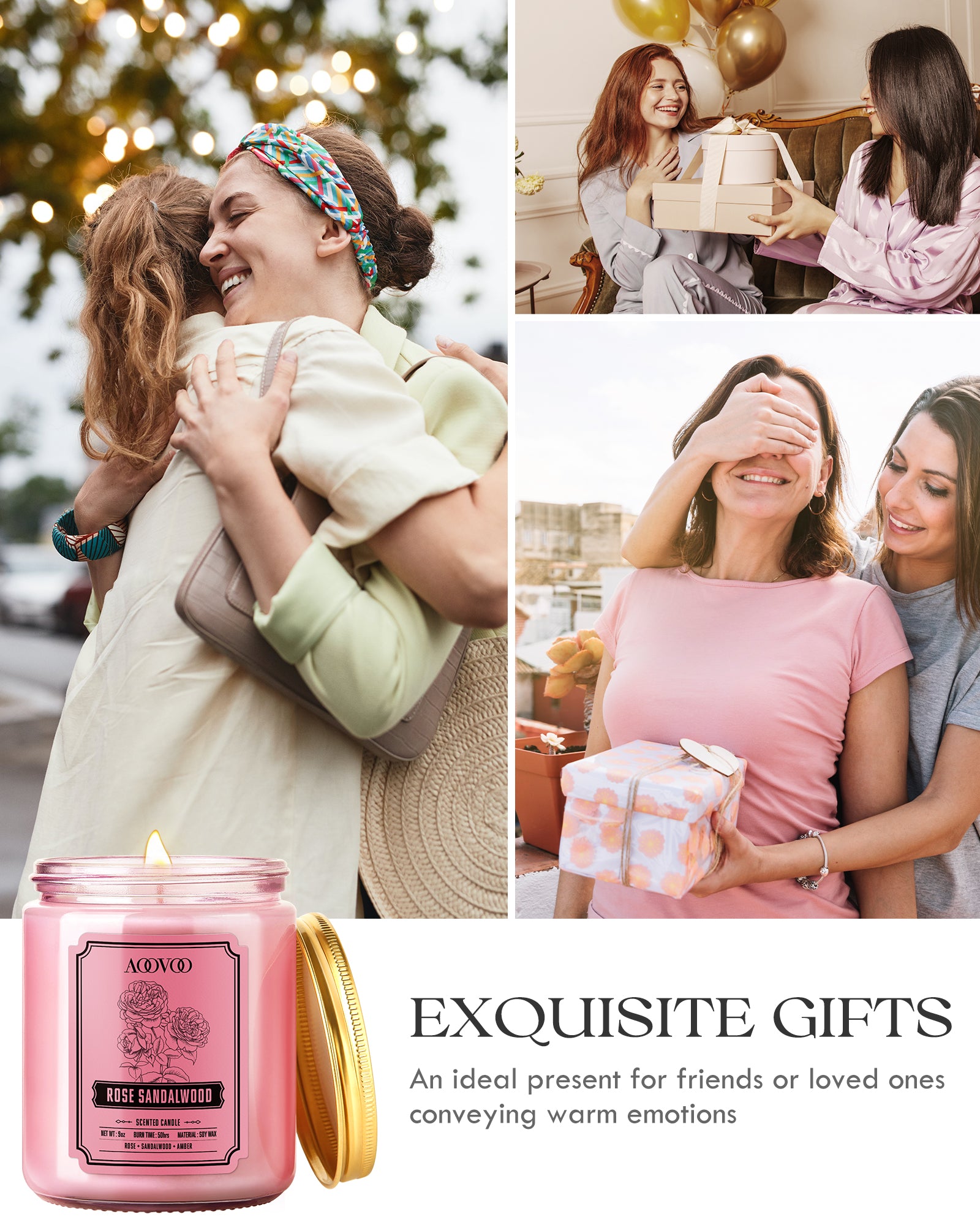 AOOVOO Classic Scented Candle – Rose Sandelwood