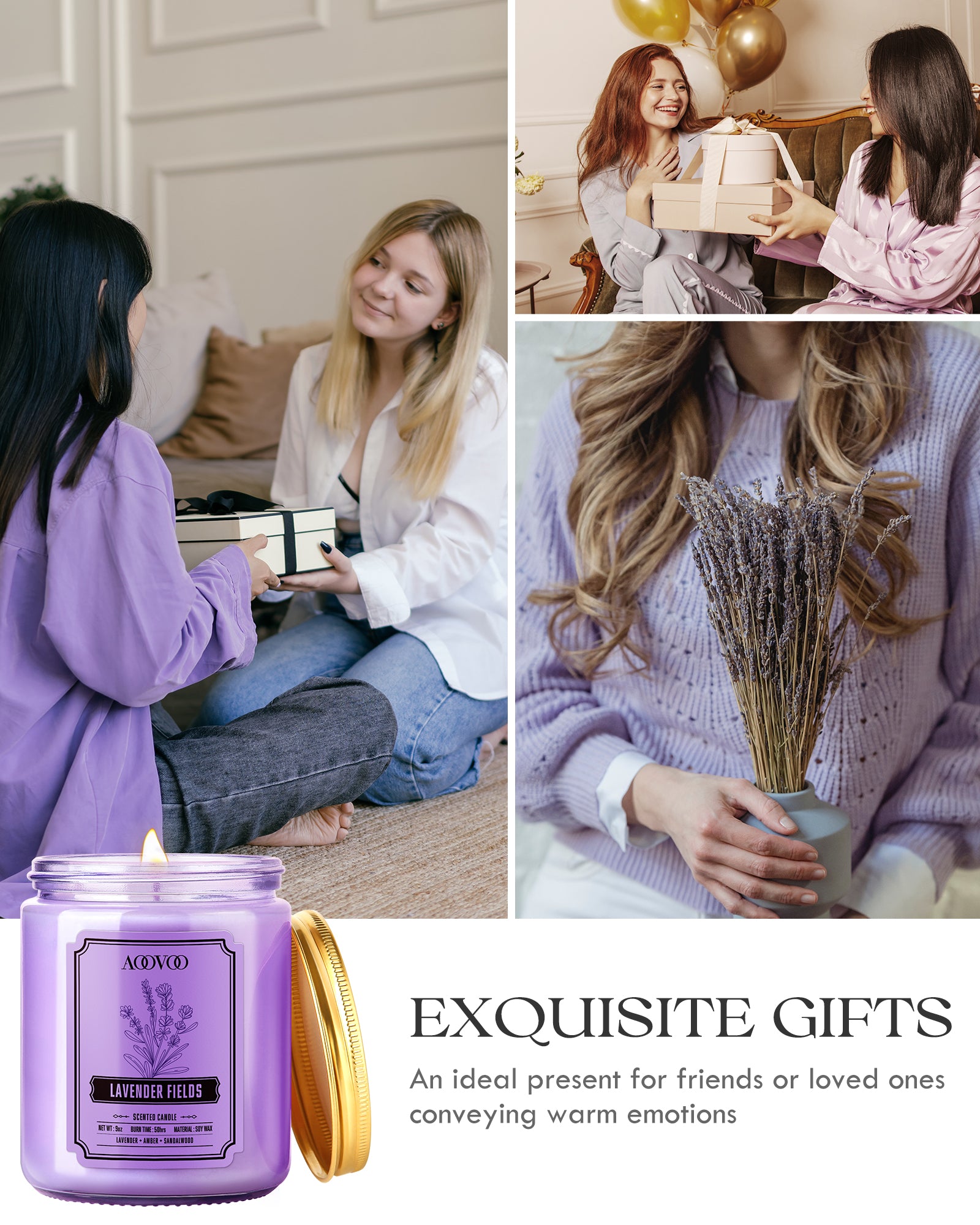 AOOVOO Classic Scented Candle – Lavender Fields