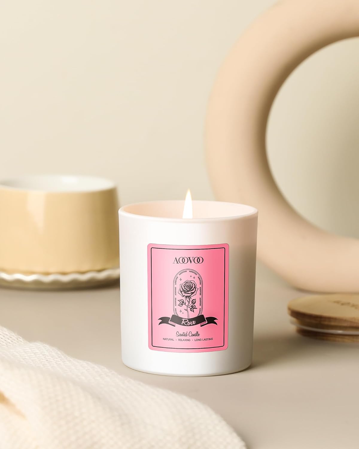 AOOVOO Scented Candle – Rose with Crystals Inside