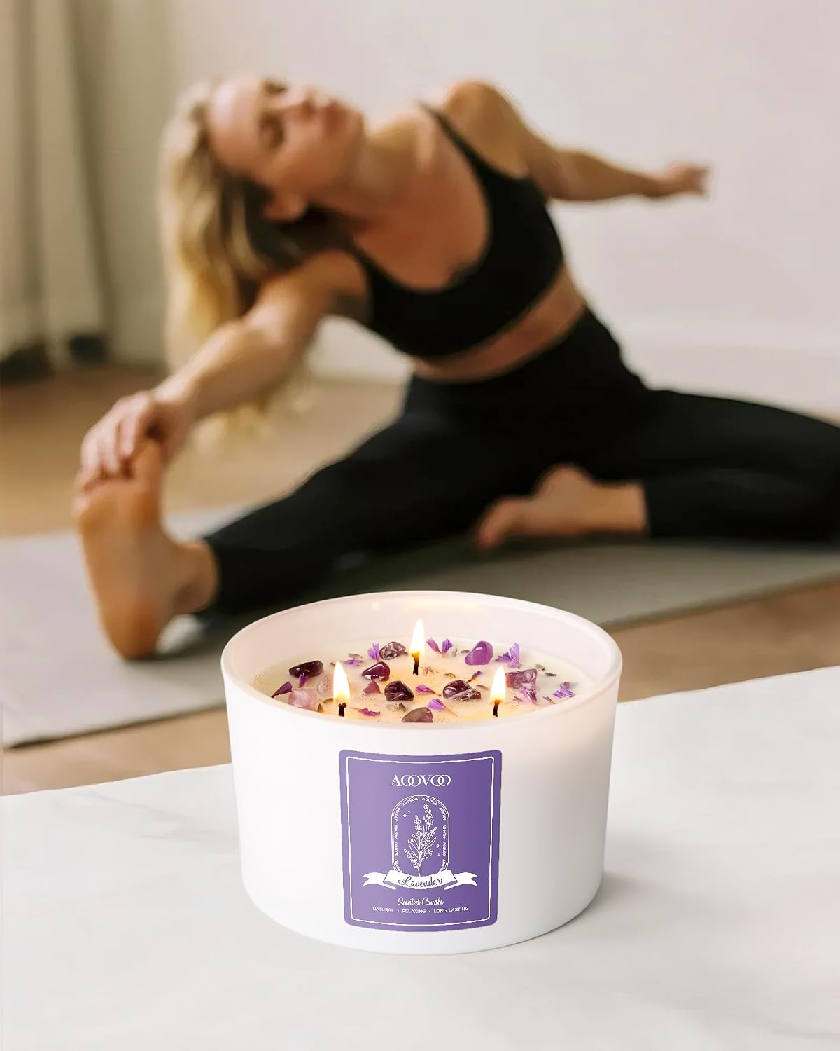 AOOVOO 3 Wick Lavender Scented Candles for Women - 20oz