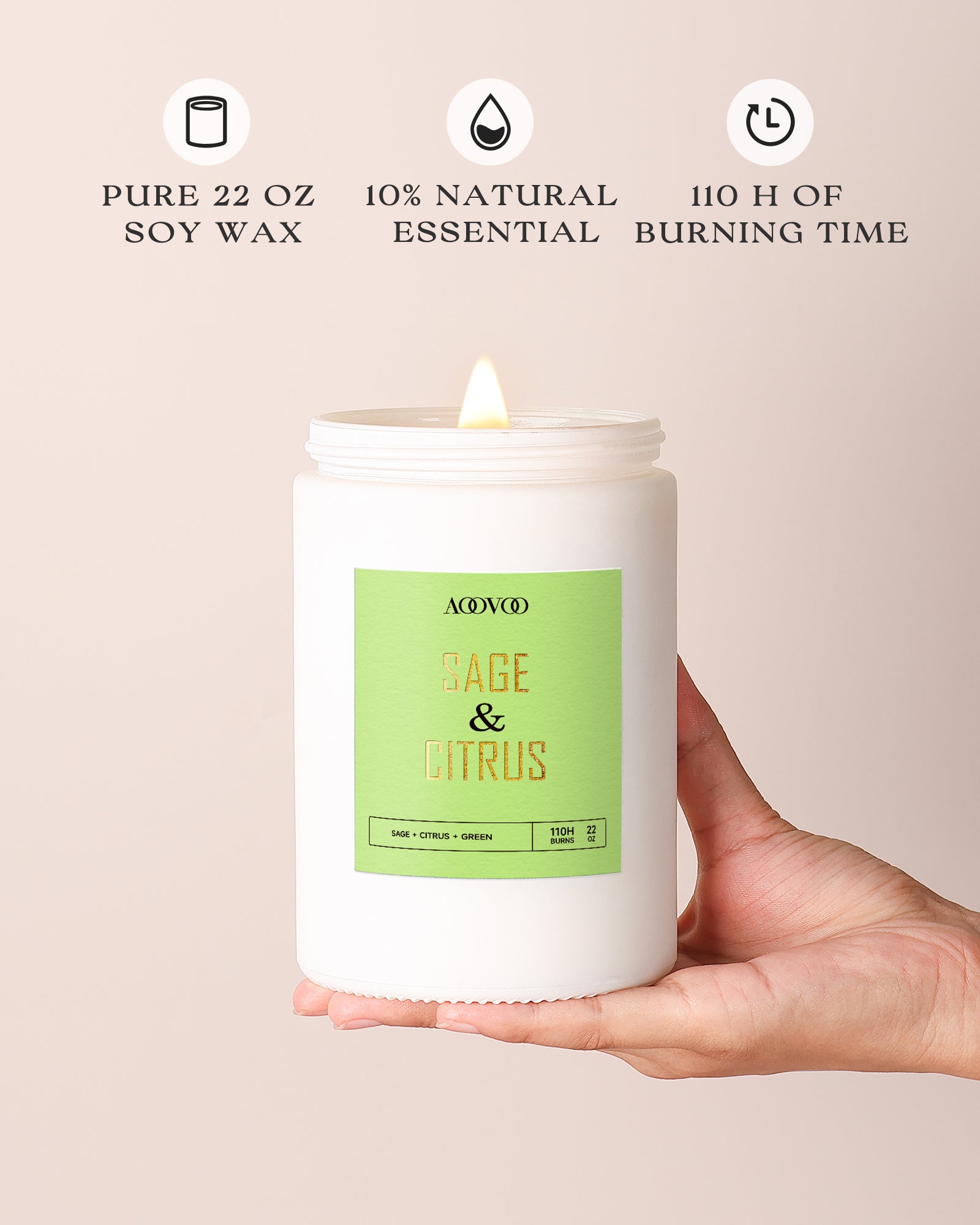 AOOVOO Classic Scented Candle –  Sage&Citrus