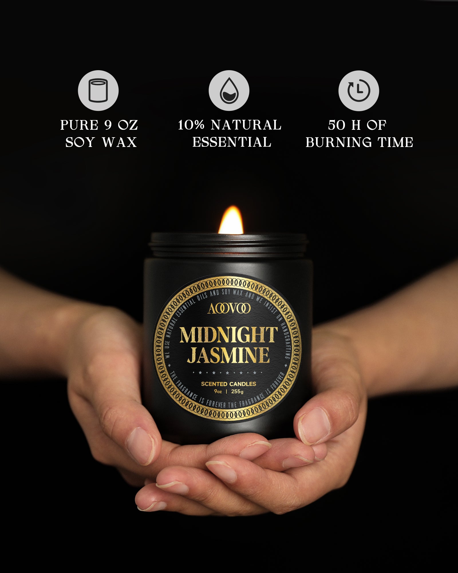 AOOVOO Scented Candles for Men - Midnight Jasmine