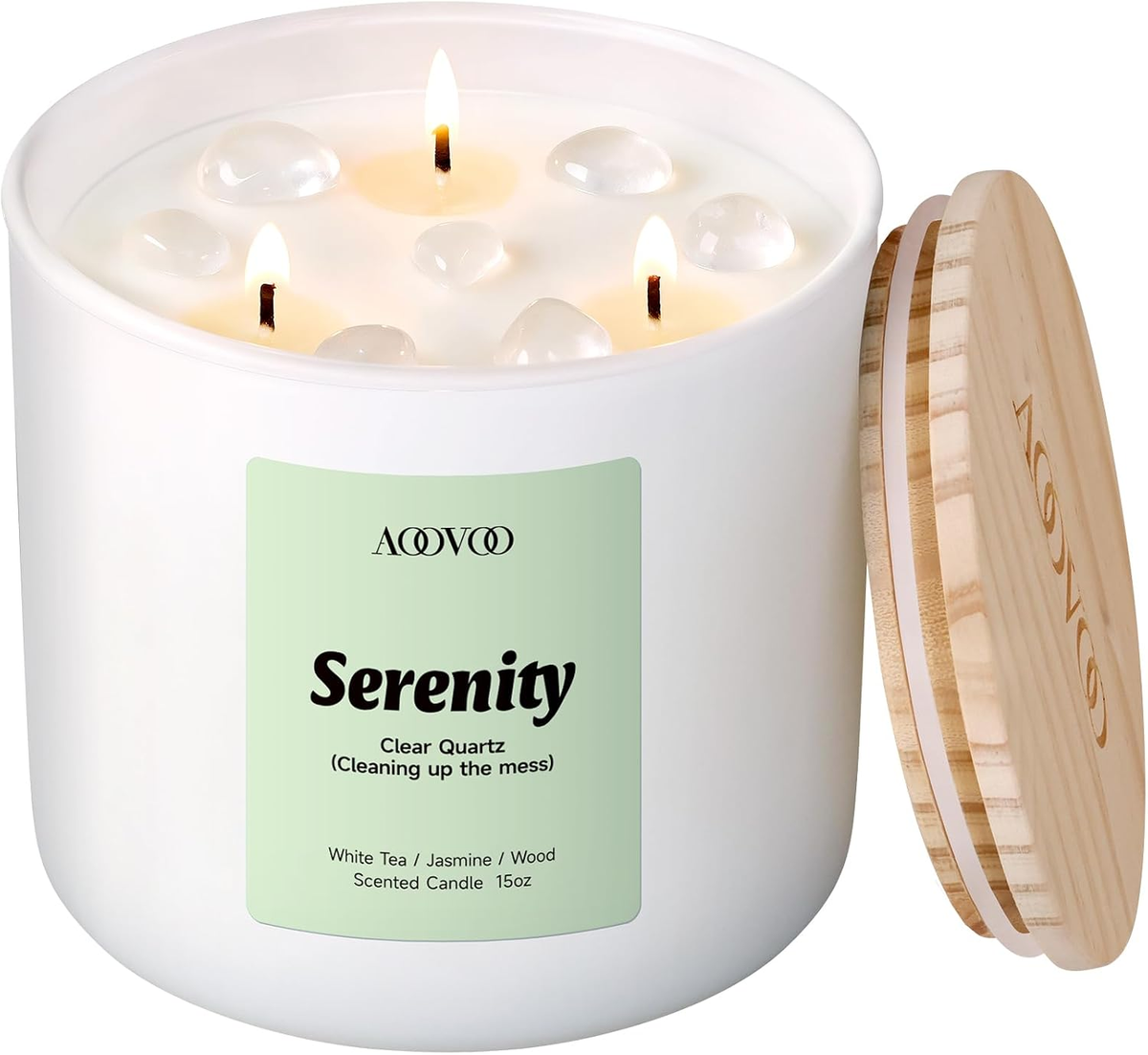 AOOVOO 3-Wick Soy Wax Scented Candles Serenity  - 15 oz
