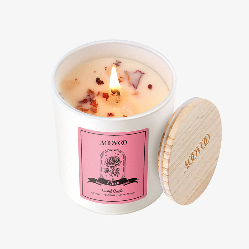 AOOVOO Scented Candle – Rose with  Crystals Inside