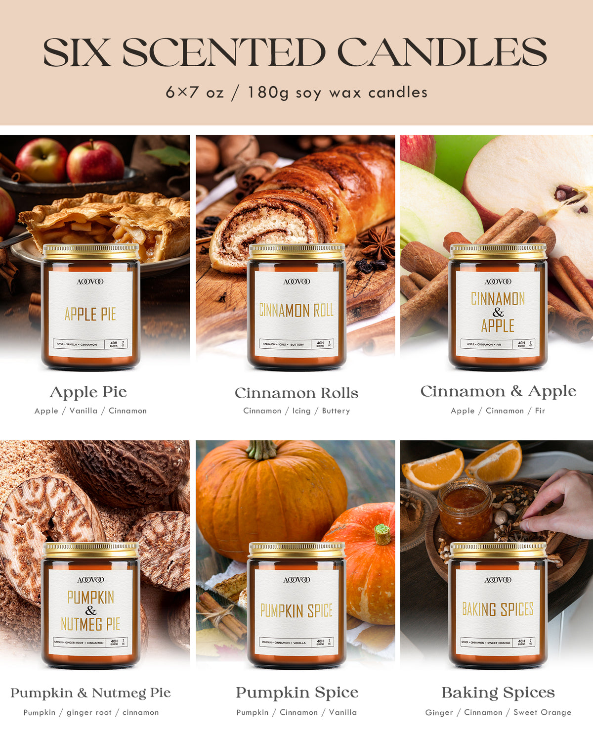 AOOVOO Fall Scented Candle Gift Set