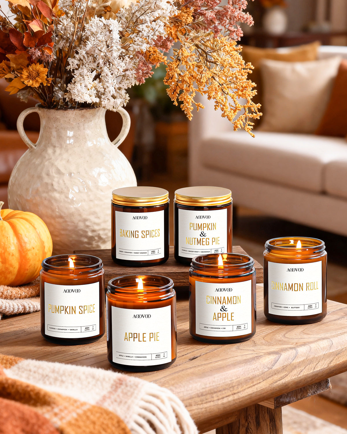 AOOVOO Fall Scented Candle Gift Set