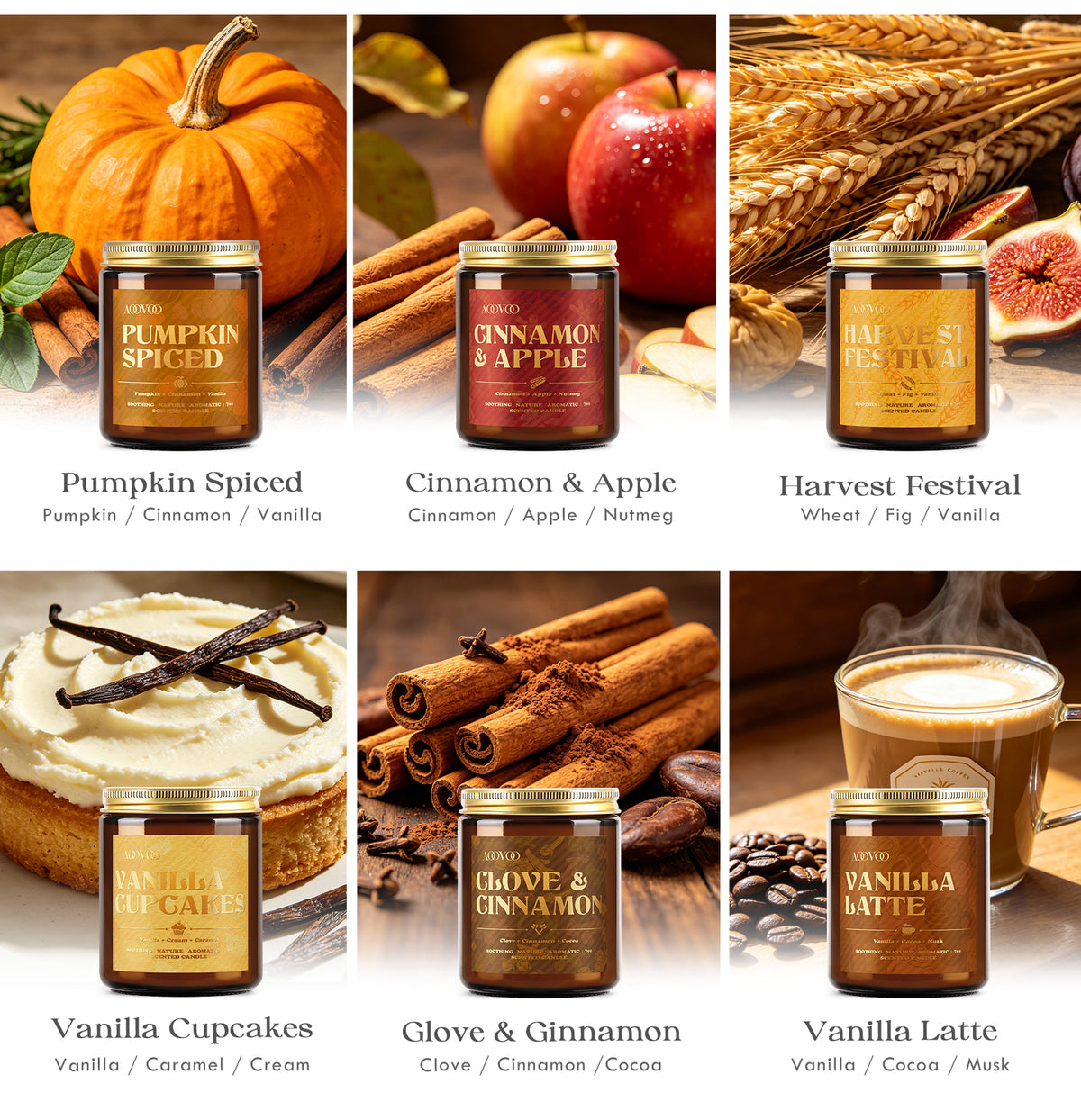 AOOVOO Fall Scented Candle Gift Set - Whispers of Autumn