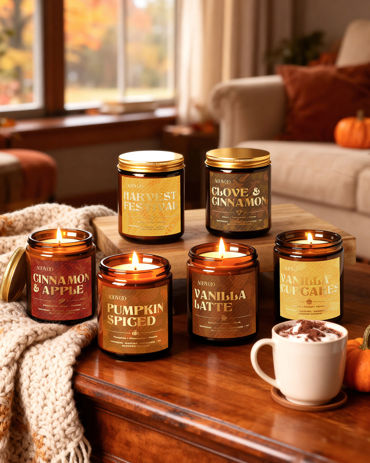 AOOVOO Fall Scented Candle Gift Set - Whispers of Autumn