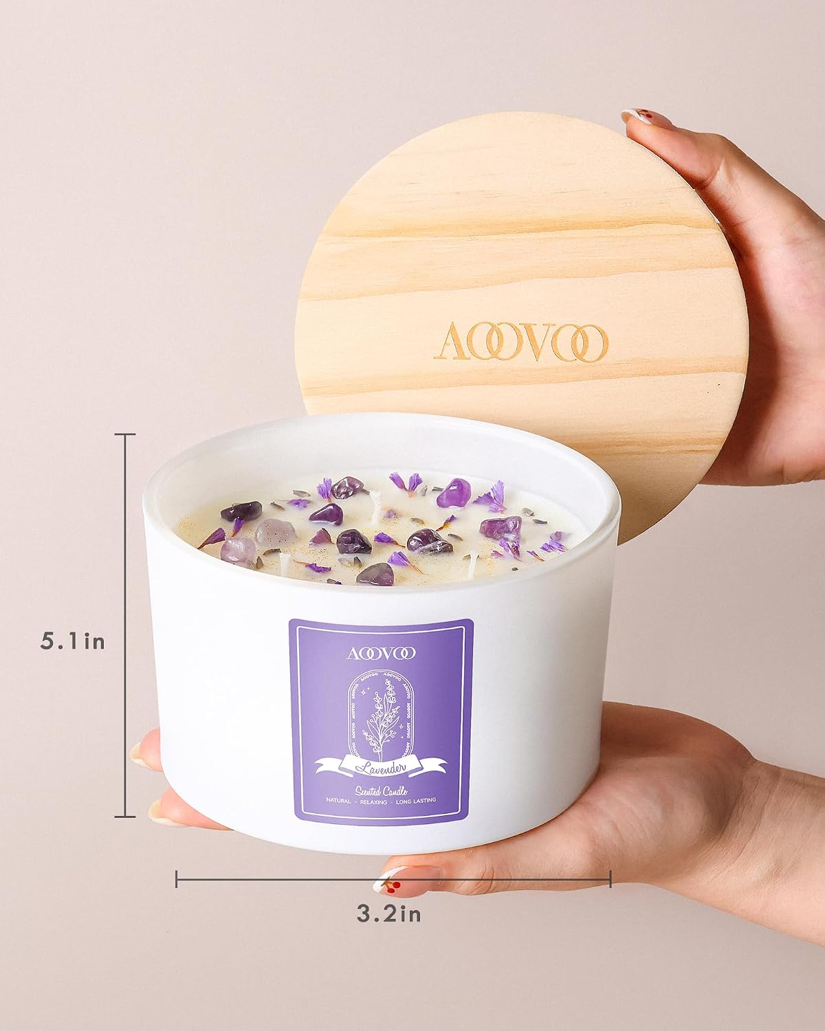 AOOVOO 3 Wick Lavender Scented Candles for Women - 20oz