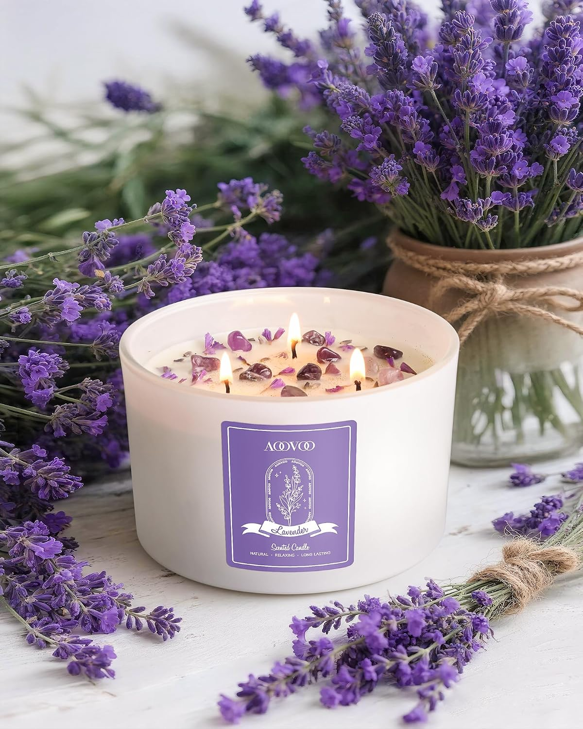 AOOVOO 3 Wick Lavender Scented Candles for Women - 20oz